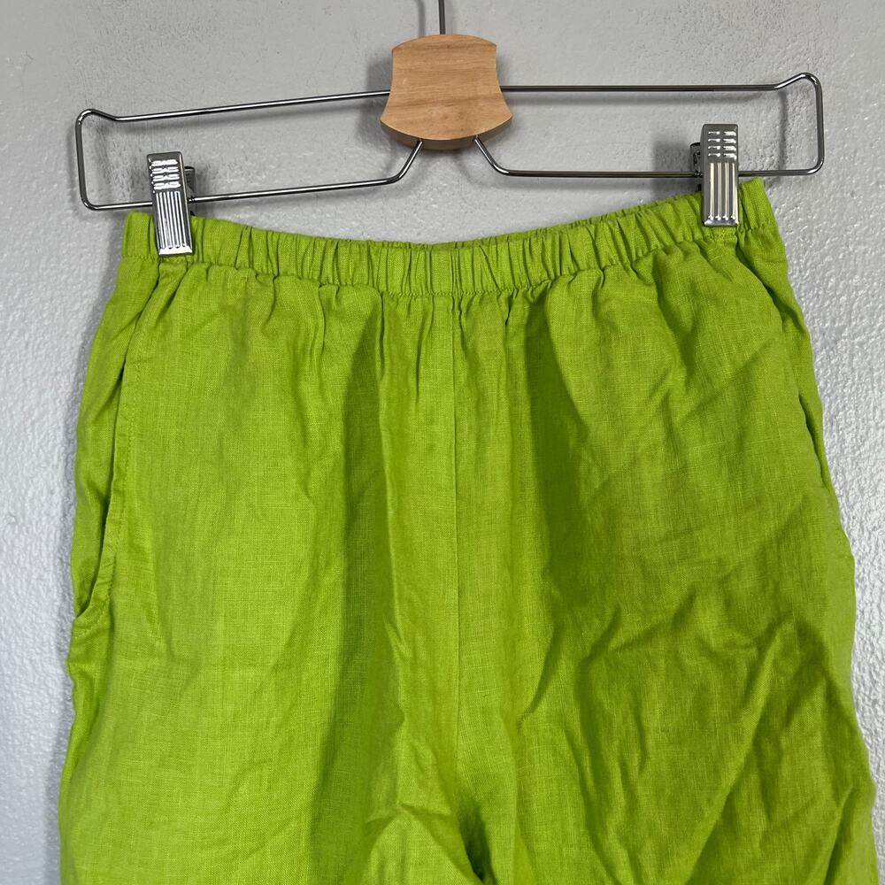 FLAX Lot of 3 100% Linen Elastic Waist Pants Women's Size P 4-6 Pink Blue Green - Picture 7 of 13